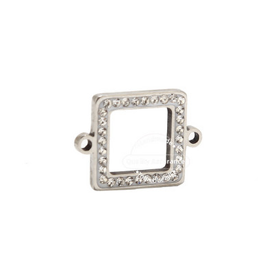 5 komada četvrtastih privjesaka od nehrđajućeg čelika, plavih prozirnih kristalnih privjesaka, konektora s 2 rupe za izradu narukvica