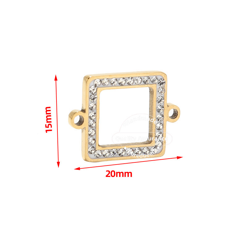 5 komada četvrtastih privjesaka od nehrđajućeg čelika, plavih prozirnih kristalnih privjesaka, konektora s 2 rupe za izradu narukvica