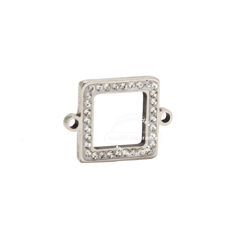 5 komada četvrtastih privjesaka od nehrđajućeg čelika, plavih prozirnih kristalnih privjesaka, konektora s 2 rupe za izradu narukvica