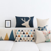 Κάλυμμα μαξιλαριού λινό Geometric Elk Design για Καναπέ Μοντέρνα Nordic Μαξιλαροθήκη σαλονιού 30X50cm Καλύμματα μαξιλαριού μέσης Διακόσμηση σπιτιού