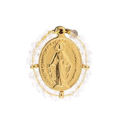 4 kom Ručno izrađene kristalne perle od nehrđajućeg čelika Zlatna medalja Religiozni Maria Privjesci za žene Ogrlica DIY komponente