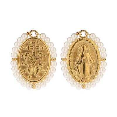 4 kom Ručno izrađene kristalne perle od nehrđajućeg čelika Zlatna medalja Religiozni Maria Privjesci za žene Ogrlica DIY komponente