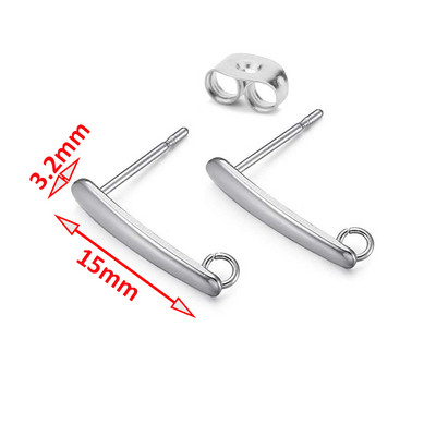 20 komada okruglih šipki od nehrđajućeg čelika Bazni konektori za naušnice 8 mm/10 mm/12 mm za dodatke za DIY izradu