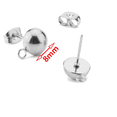 20 komada okruglih šipki od nehrđajućeg čelika Bazni konektori za naušnice 8 mm/10 mm/12 mm za dodatke za DIY izradu