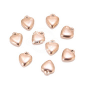 10 komada nehrđajućeg čelika od 10 mm ružičastog zlata od punog srca šarm perle za DIY žene ljubavne ogrlice narukvice