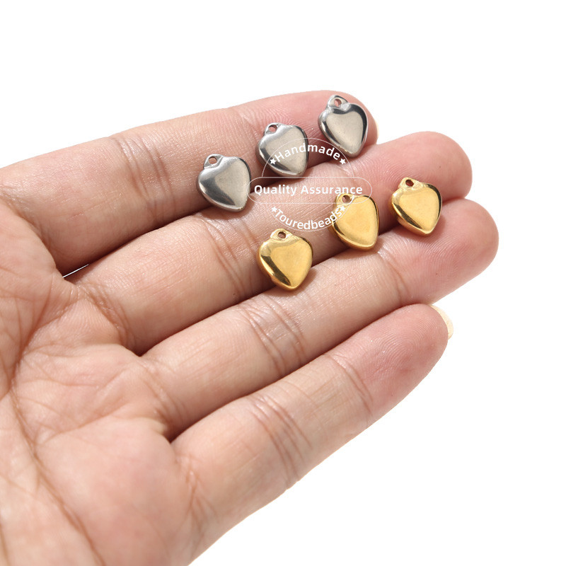 10 komada nehrđajućeg čelika od 10 mm ružičastog zlata od punog srca šarm perle za DIY žene ljubavne ogrlice narukvice