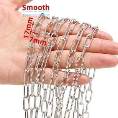 1M 7mm zlatni lančići sa spajalicama od nehrđajućeg čelika s glatkom teksturom, teški šik ovalni rolo lanac prikladan za pribor za izradu nakita