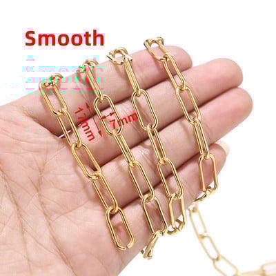 1M 7mm zlatni lančići sa spajalicama od nehrđajućeg čelika s glatkom teksturom, teški šik ovalni rolo lanac prikladan za pribor za izradu nakita