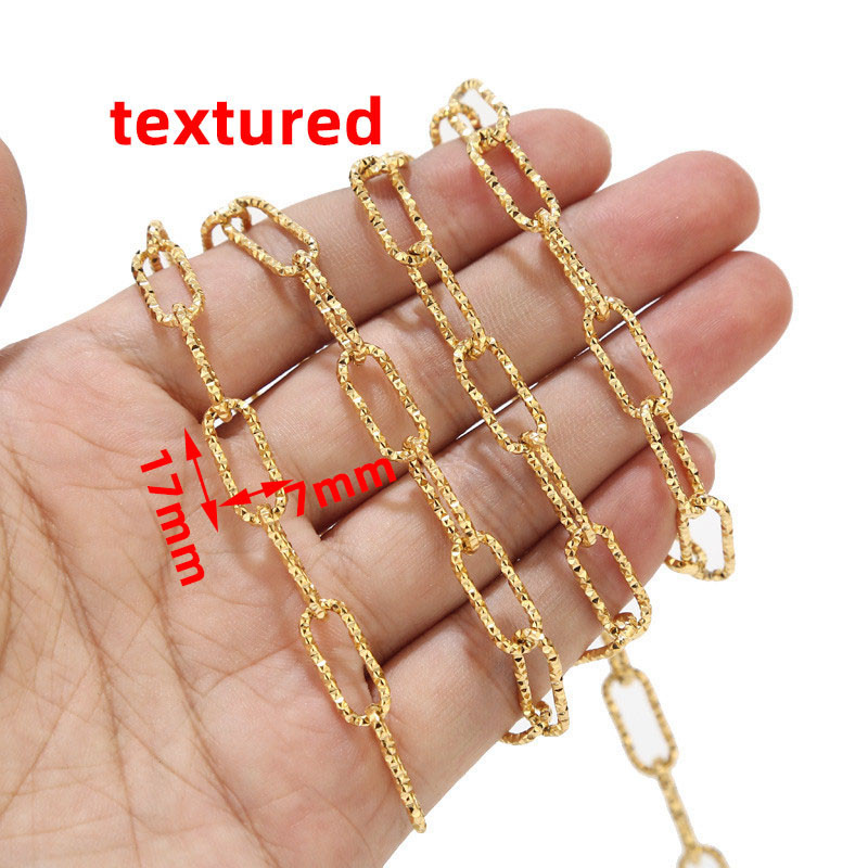 1M 7mm zlatni lančići sa spajalicama od nehrđajućeg čelika s glatkom teksturom, teški šik ovalni rolo lanac prikladan za pribor za izradu nakita