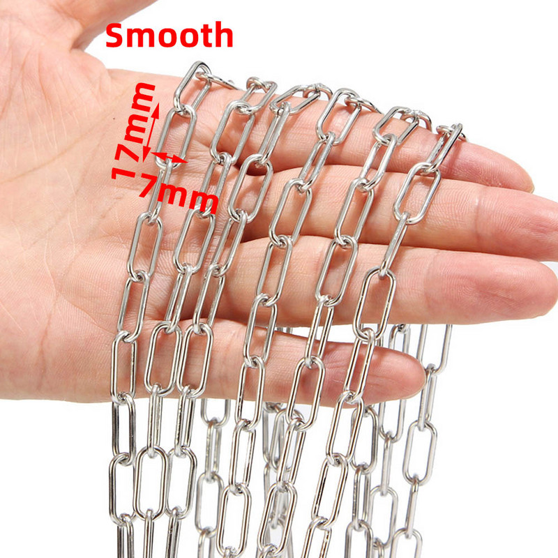 1M 7mm zlatni lančići sa spajalicama od nehrđajućeg čelika s glatkom teksturom, teški šik ovalni rolo lanac prikladan za pribor za izradu nakita