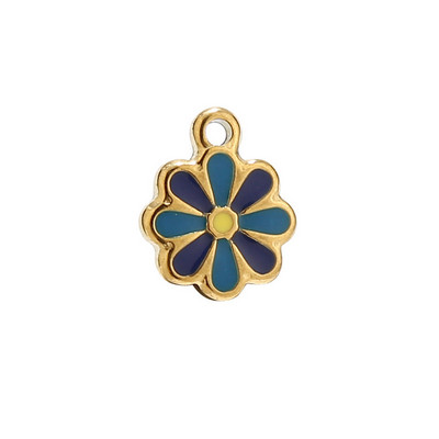 5 komada višebojnih emajliranih privjesaka od nehrđajućeg čelika, cvijeta, zlatnih mini perli s tratinčicama, visećih privjesaka za dodatke za izradu nakita