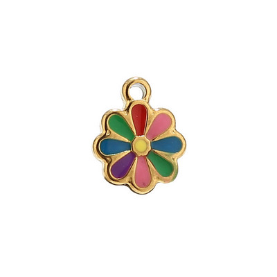 5 komada višebojnih emajliranih privjesaka od nehrđajućeg čelika, cvijeta, zlatnih mini perli s tratinčicama, visećih privjesaka za dodatke za izradu nakita