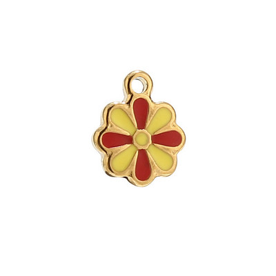 5 komada višebojnih emajliranih privjesaka od nehrđajućeg čelika, cvijeta, zlatnih mini perli s tratinčicama, visećih privjesaka za dodatke za izradu nakita