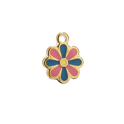 5 komada višebojnih emajliranih privjesaka od nehrđajućeg čelika, cvijeta, zlatnih mini perli s tratinčicama, visećih privjesaka za dodatke za izradu nakita