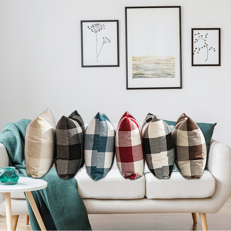Husă de pernă în carouri la modă clasică, cu dungi geometrice, huse de pernă decorative pentru casă, perne de canapea, huse de perne