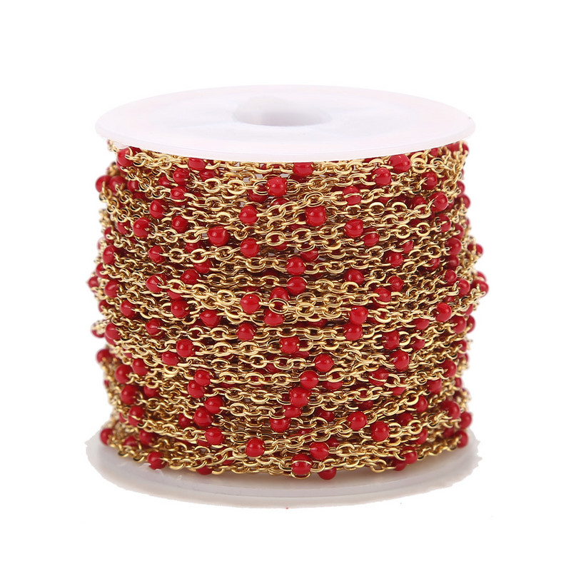 1 metar 2 mm širine od emajla od nehrđajućeg čelika Pozlaćeni lančići za kablove s perlama za DIY ogrlicu Izrada nakita
