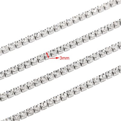 Nehrđajući čelik, plavi/crveni/crni/bijeli vještački dijamant, lanac s čašicama, kristalni lanac s kandžama za DIY umjetničko obrtništvo, šivanje, izrada nakita