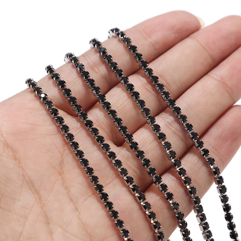 Nehrđajući čelik, plavi/crveni/crni/bijeli vještački dijamant, lanac s čašicama, kristalni lanac s kandžama za DIY umjetničko obrtništvo, šivanje, izrada nakita