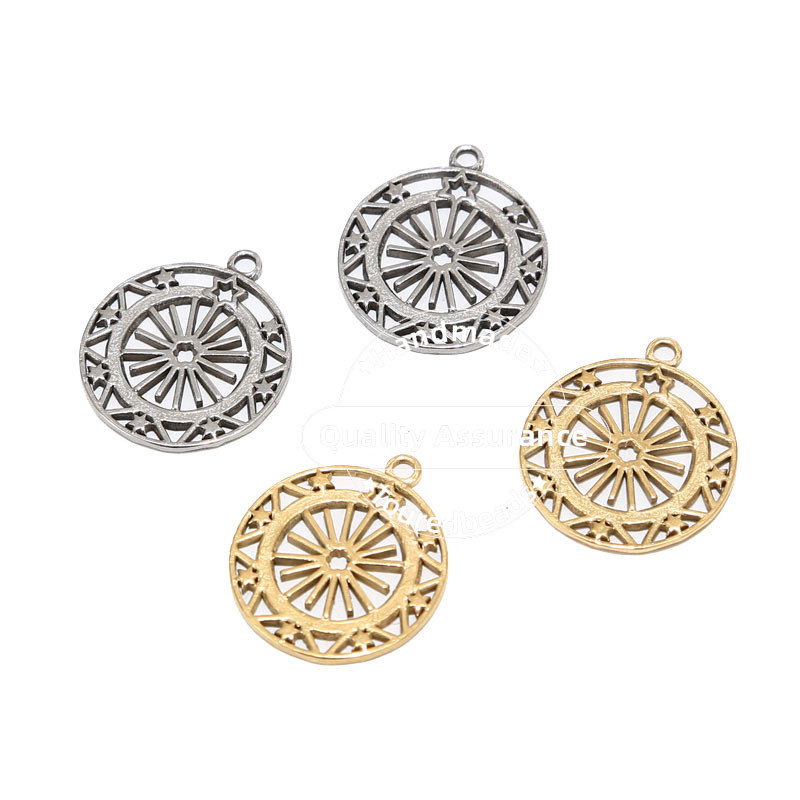 5 KOM. Zlatni šuplji kompas privjesci od nehrđajućeg čelika 20 mm zvjezdani privjesci za izradu ogrlica