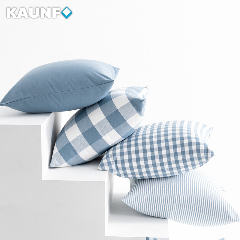 Ruuduline triibuline polüester puuvillane lõuend padjakate padjapüür Helesinine tooldiivan Kodusisustus viskepadja kate 30x50/45x45