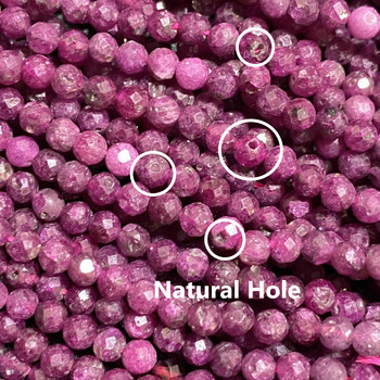 2 3 4mm Πραγματικά Rubys Faceted Στρογγυλοί φυσικοί πολύτιμοι λίθοι Χάντρες μικρού μεγέθους για κοσμήματα Αξεσουάρ κολιέ βραχιολιών 15\