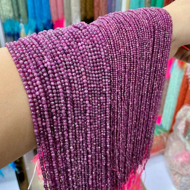 2 3 4 MM Rubine Reale Fațetate Rotunde Pietre Prețioase Naturale Mărgele de dimensiuni mici pentru realizarea de bijuterii Brățări Colier Accesorii 15"