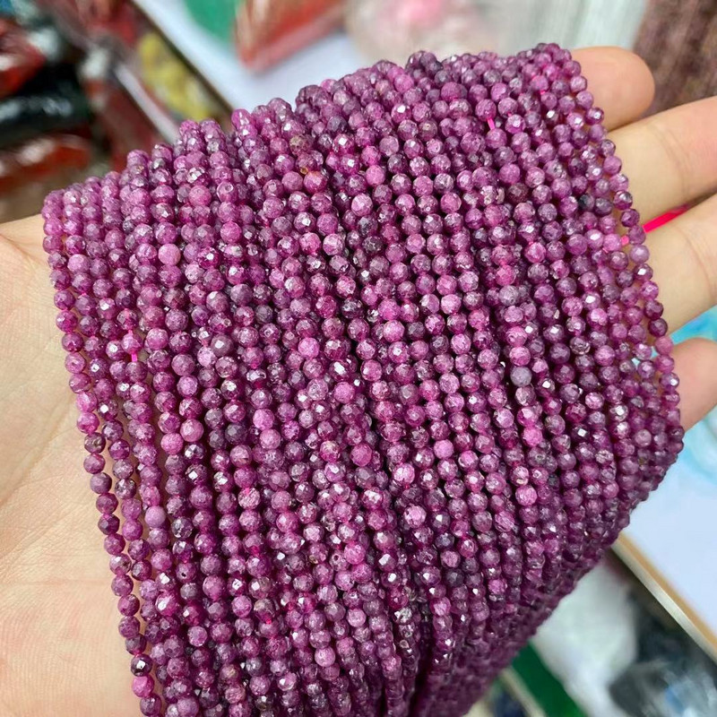 2 3 4 MM Rubine Reale Fațetate Rotunde Pietre Prețioase Naturale Mărgele de dimensiuni mici pentru realizarea de bijuterii Brățări Colier Accesorii 15"