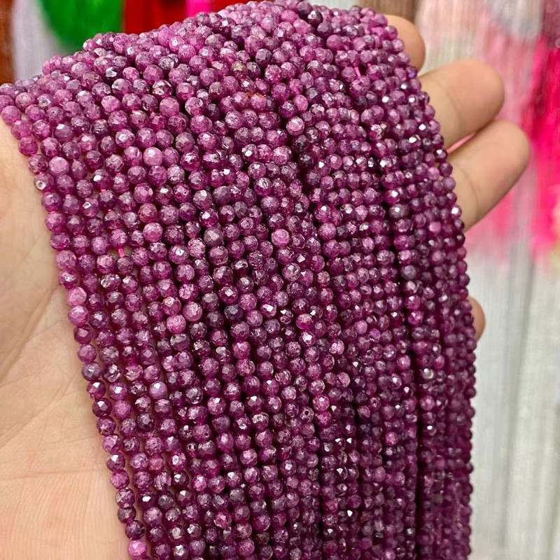 2 3 4 MM Rubine Reale Fațetate Rotunde Pietre Prețioase Naturale Mărgele de dimensiuni mici pentru realizarea de bijuterii Brățări Colier Accesorii 15"