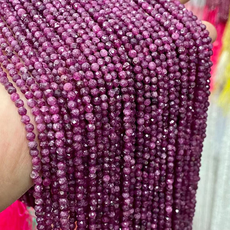 2 3 4 MM Rubine Reale Fațetate Rotunde Pietre Prețioase Naturale Mărgele de dimensiuni mici pentru realizarea de bijuterii Brățări Colier Accesorii 15"