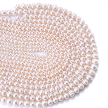 Естествени сладководни култивирани перли AA+ Бяла овална перла, щанцована насипно дистанционно мънисто за изработка на бижута Направи си сам Колие Гривна 4-12 mm
