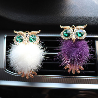 Crystal Fluffy Owl Osvježivač zraka za automobil Čvrsti raspršivač mirisa Klima-uređaj za automobil Izlazni ventilacijski otvor Stezaljka za parfem Dodaci za interijer