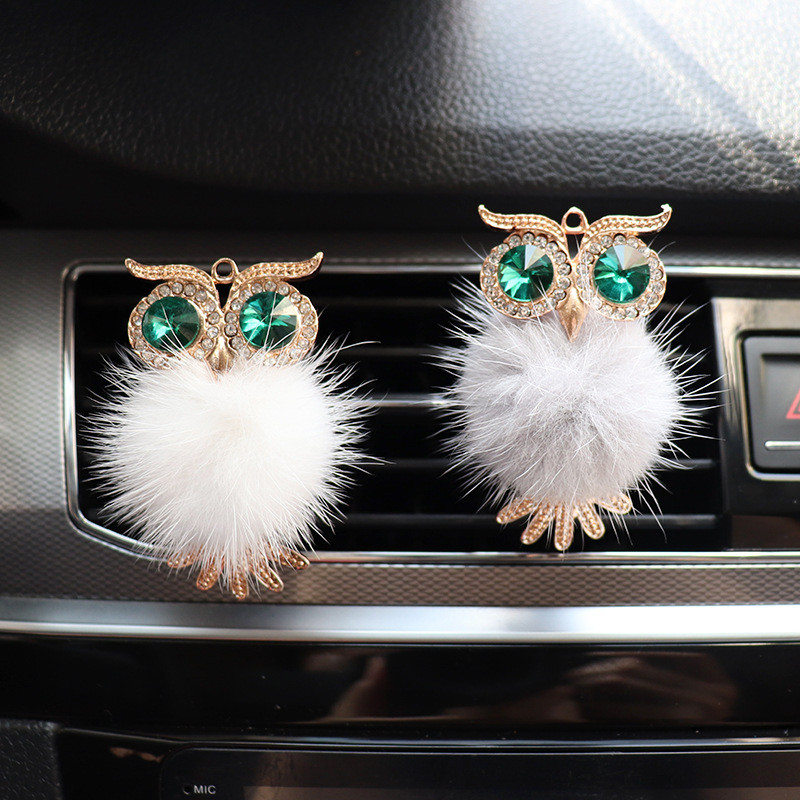 Crystal Fluffy Owl Osvježivač zraka za automobil Čvrsti raspršivač mirisa Klima-uređaj za automobil Izlazni ventilacijski otvor Stezaljka za parfem Dodaci za interijer