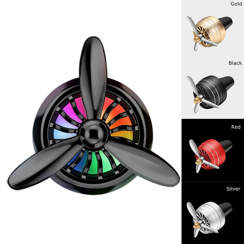 LED fény autós légfrissítő Air Force propeller alakú parfüm szellőző klip dekoráció aromaterápiás ventilátor autó parfüm