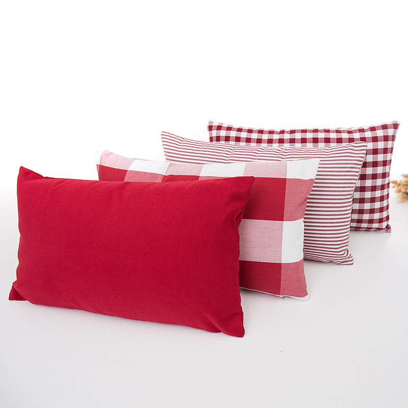 30X50/45X45cm fire roșu bumbac vopsit lenjerie ciucuri husă de pernă fierbinte carouri dungi geometrie față de pernă decorative pentru canapea