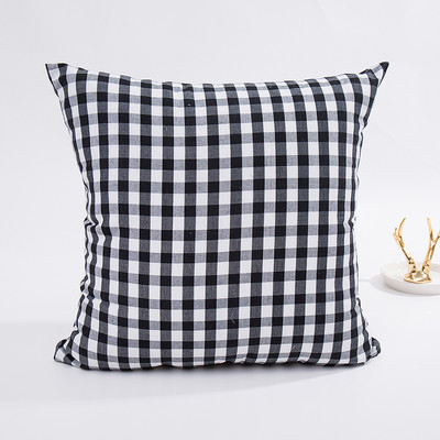 30X50/45X45cm Jastučnica od pamučnog lana obojena crnom pređom s resicama Vruće karirane pruge Jastučnica s geometrijom Decorativos Para Sofa