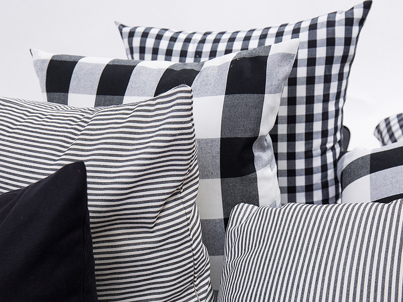 30X50/45X45cm Jastučnica od pamučnog lana obojena crnom pređom s resicama Vruće karirane pruge Jastučnica s geometrijom Decorativos Para Sofa