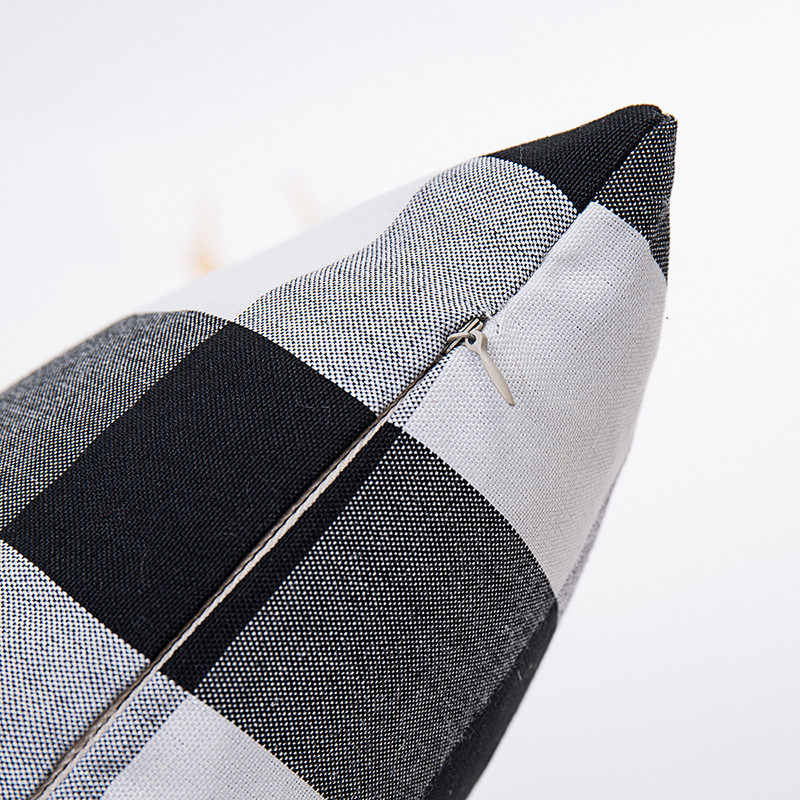 30X50/45X45cm Jastučnica od pamučnog lana obojena crnom pređom s resicama Vruće karirane pruge Jastučnica s geometrijom Decorativos Para Sofa