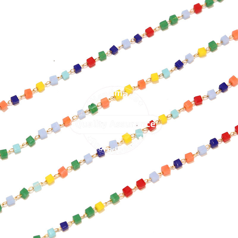 1M šareni kvadratni trokut od nehrđajućeg čelika, zlatni lančići s perlama, naočale, pribor za izradu lanaca, narukvica, ogrlica