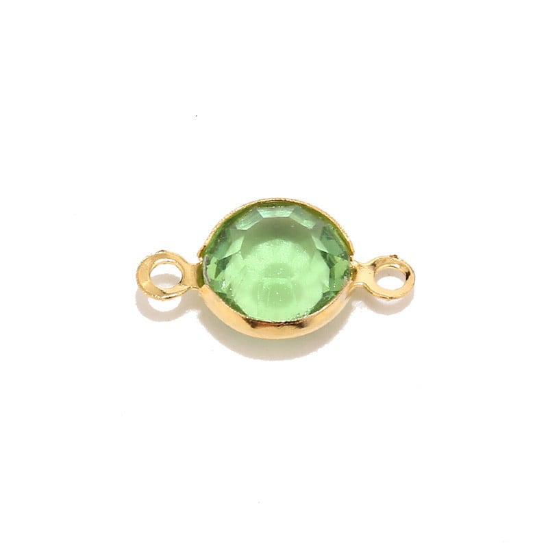 40db/tétel 8,5mm Színes Birthstone Crystal gyöngyök Rozsdamentes acél csatlakozók Arany gyöngyök barkácsoláshoz nyaklánc fülbevaló ékszer készítés