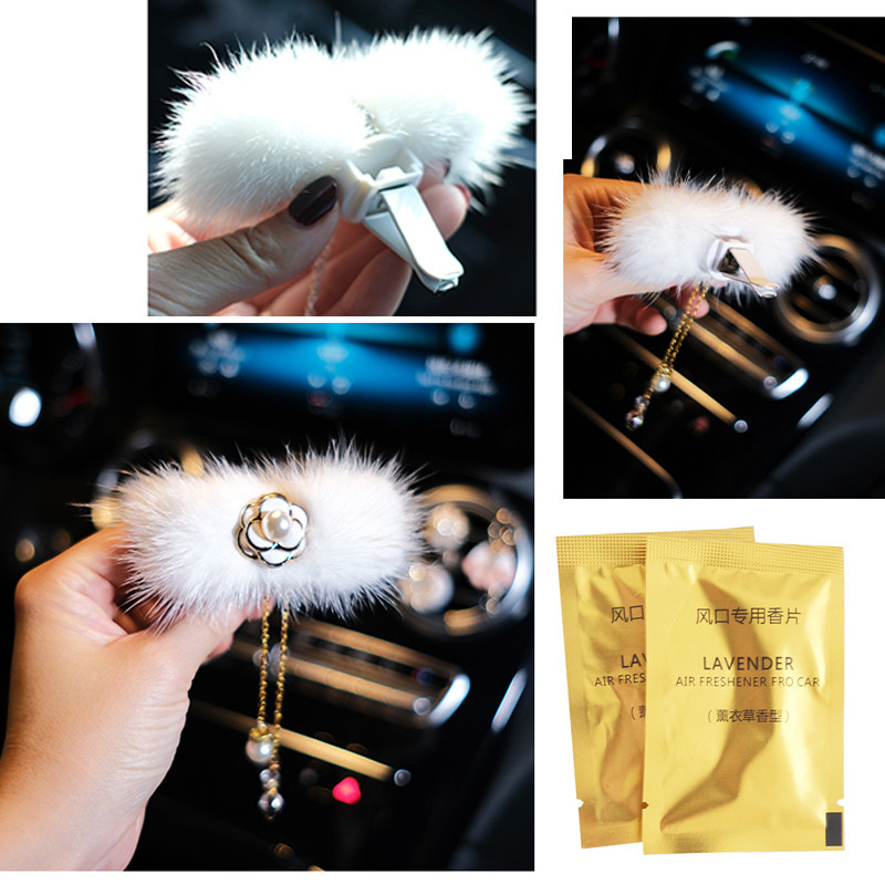 Divat Pearl Mink szőrme íj autós légfrissítő kivezető szellőző csíptető csíptetős kristály bojt autós parfüm szilárd diffúzor autós kiegészítők