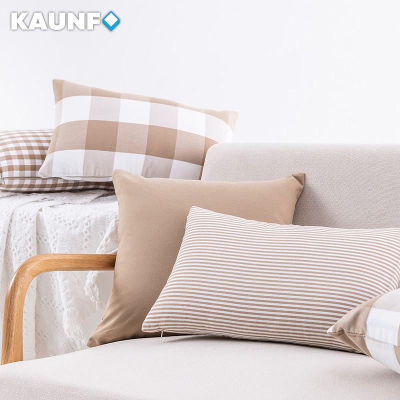 Krem smeđa karirana prugasta poliester pamuk platno jastučnica jastučnica stolac kauč kućni dekor jastučnica 30x50/45x45