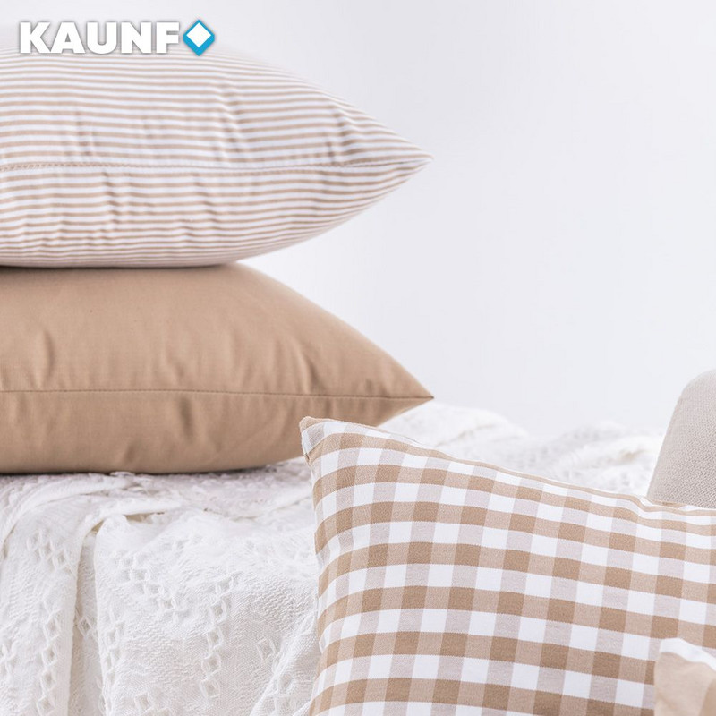 Krem smeđa karirana prugasta poliester pamuk platno jastučnica jastučnica stolac kauč kućni dekor jastučnica 30x50/45x45