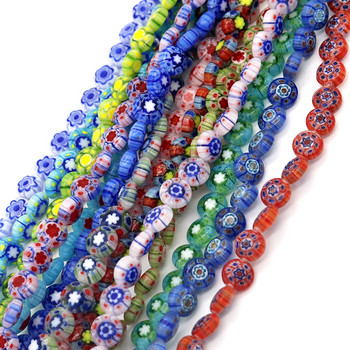 50 бр. 8x3.5MM цветни стъклени мъниста Spacer Crystal Lampwork Millefiori Charms Beads Loose за гривна Изработка на бижута и Направи си сам