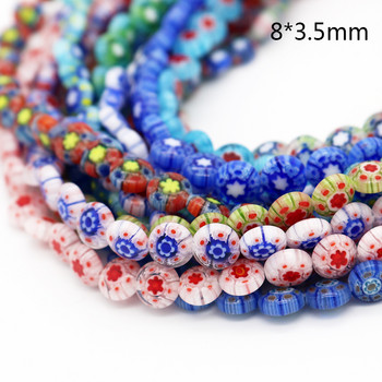 50 бр. 8x3.5MM цветни стъклени мъниста Spacer Crystal Lampwork Millefiori Charms Beads Loose за гривна Изработка на бижута и Направи си сам