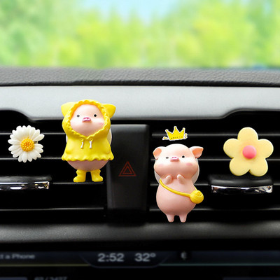 Car Fragrance Perfume Clip Cute Net Red Piggy Air Conditioning Air Outlet Aroma Diffuser Car Interior Products Female Pink