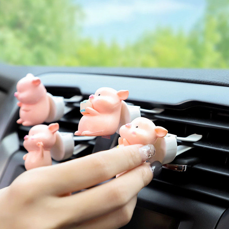 Automobilių kvepalų kvepalų klipas Cute Net Red Piggy Oro kondicionierius Oro išleidimo angos aromato difuzorius Automobilio interjeras Produktai Moteriška Rožinė