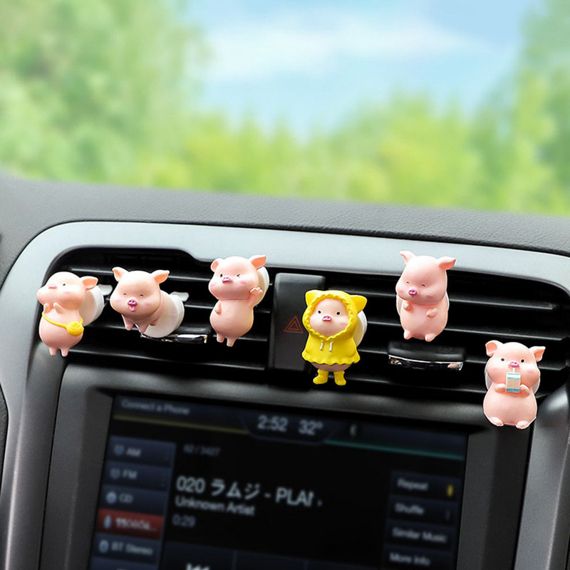 Automobilių kvepalų kvepalų klipas Cute Net Red Piggy Oro kondicionierius Oro išleidimo angos aromato difuzorius Automobilio interjeras Produktai Moteriška Rožinė