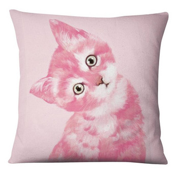 Bubble Gum Sneaky Animals Print Μαξιλαροθήκη Baby Cat in Pink Cushion Διακοσμητικό Μαξιλάρι Σπίτι Διακόσμηση για Ριχτάρι Καναπέ Μαξιλαροθήκη 17*17 ιντσών