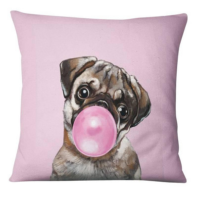 Bubble Gum Sneaky Animals Print Spilvendrāna Baby Cat In Rozā spilvens Dekoratīvs spilvens Mājas Dekors Dīvāns Spilvendrāna 17*17in