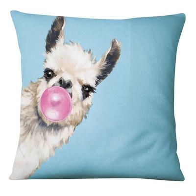 Bubble Gum Sneaky Animals Print Spilvendrāna Baby Cat In Rozā spilvens Dekoratīvs spilvens Mājas Dekors Dīvāns Spilvendrāna 17*17in